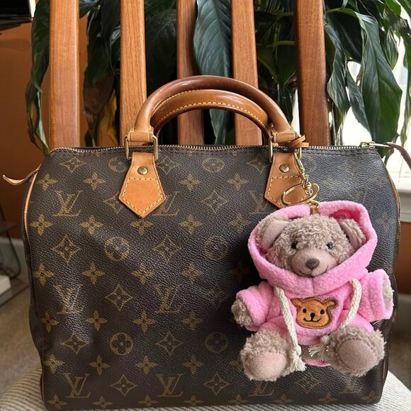 New TEDDY BEAR HOODIE Bag Charm Taupe and Pink 🧸 - Picture 5 of 5